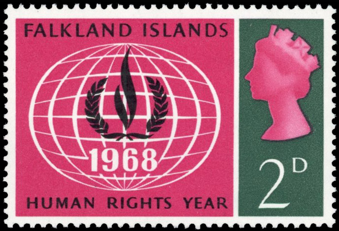 Falkland Is SG 228a 1968 2d Human Rights yellow omitted mint