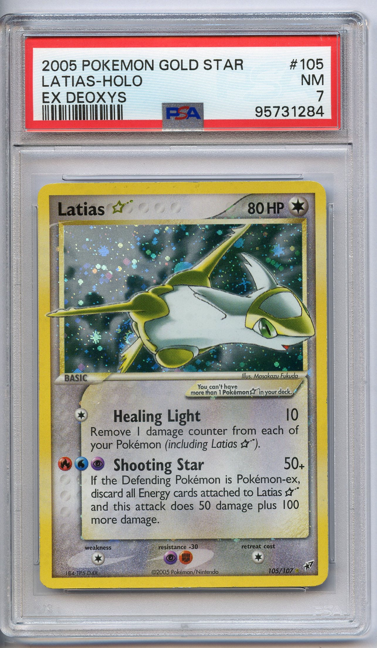 PSA 7 Latias Gold Star Holo #105 - EX Deoxys 2005