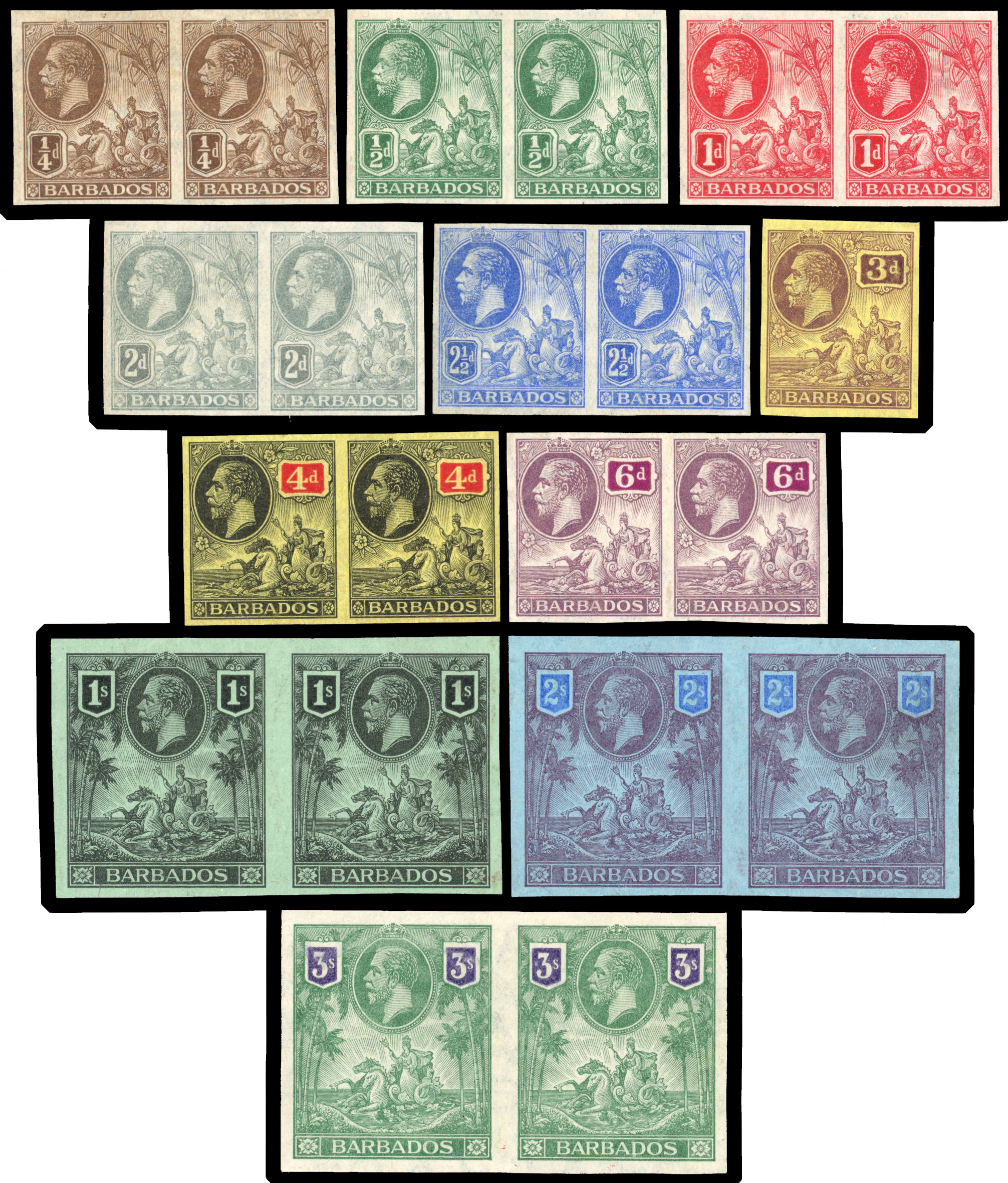 Barbados 1912 Imperforate Plate Proofs SG170/80