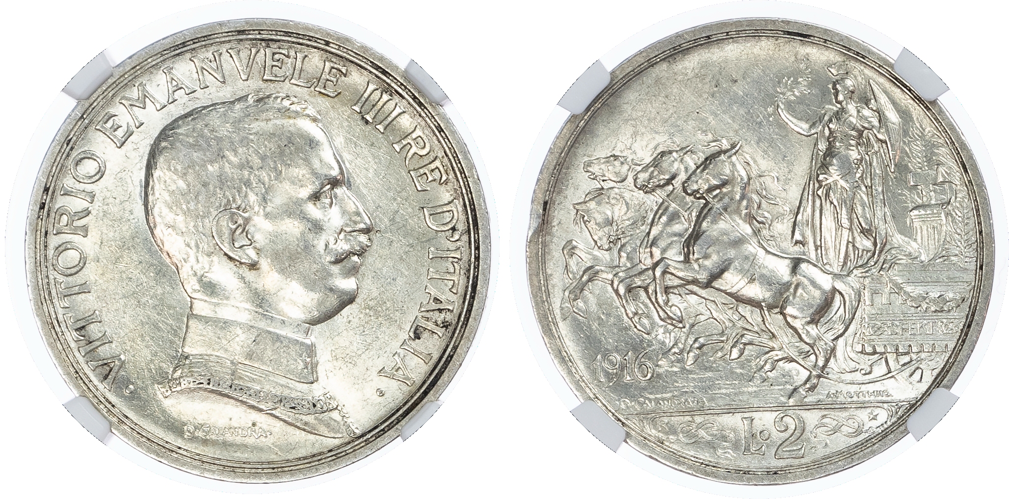 Italy. .Vittorio Emanuele III AR 2 Lire. 1916R. 