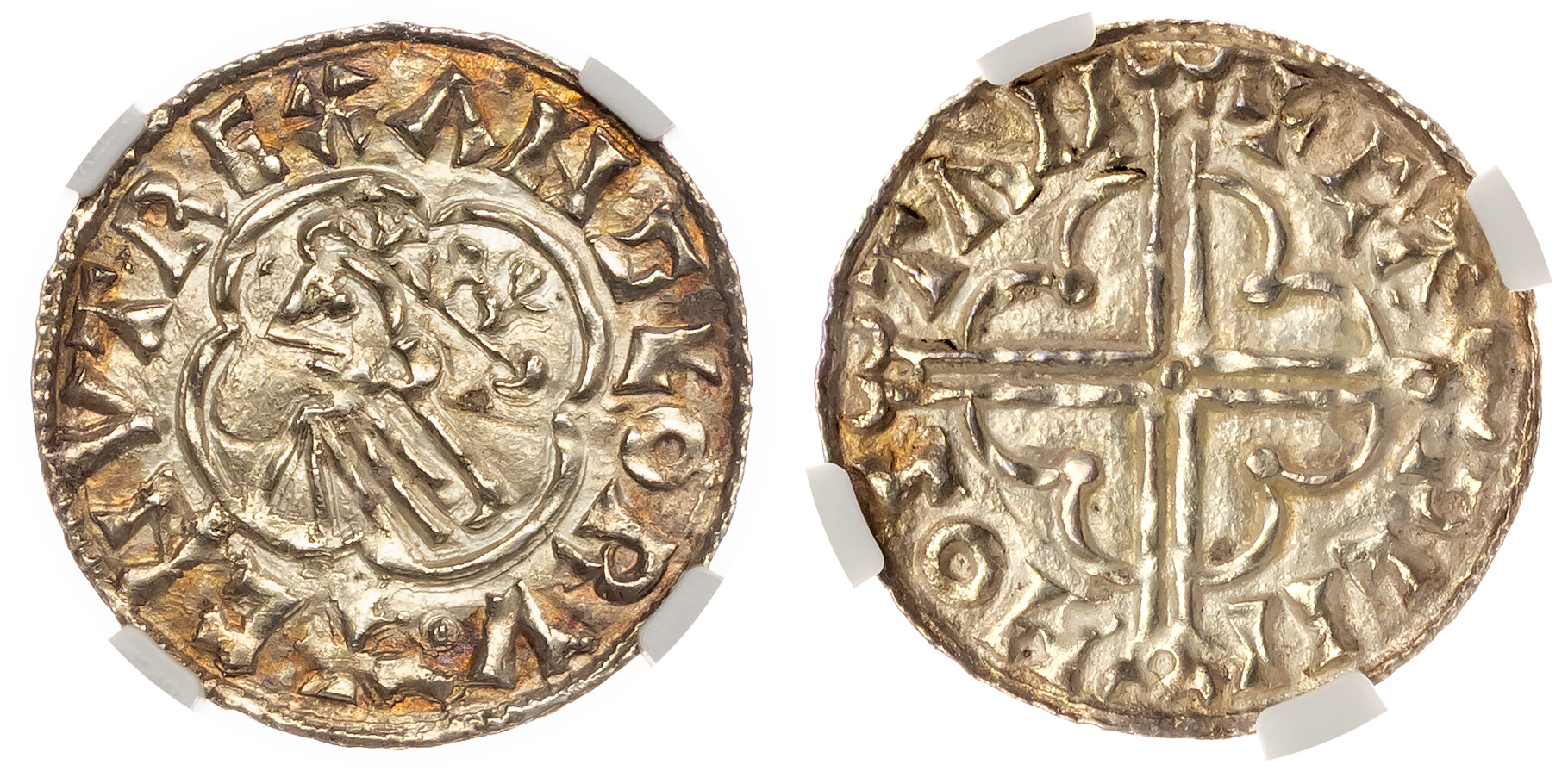 Cnut (1016-1035), Penny, Quatrefoil type, Stamford, moneyer Cawlin. NGC MS63