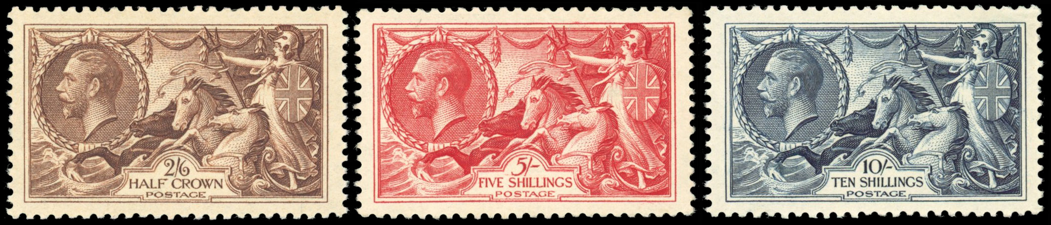 GB 1934 Re-engraved set of 3 to 10s, unmounted mint, SG 450/452