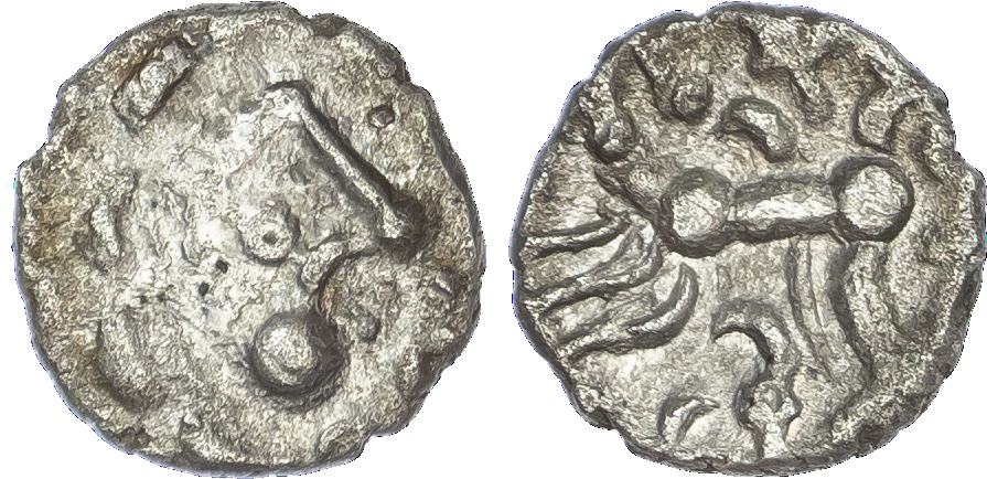 Dobunni, Uninscribed (c. 35‑30 BC) AR Unit, ‘Cotswold Eagle’ type, 0.90g.