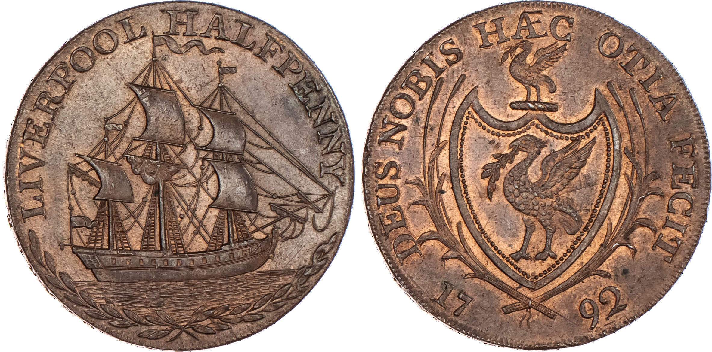 Liverpool, Thomas Clarke Halfpenny 1792,...