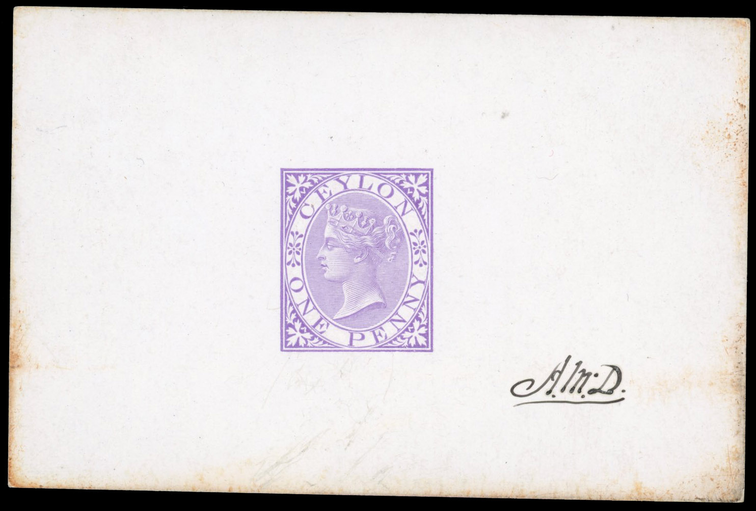 Ceylon SG 61 1868 1d die proof in bright lilac
