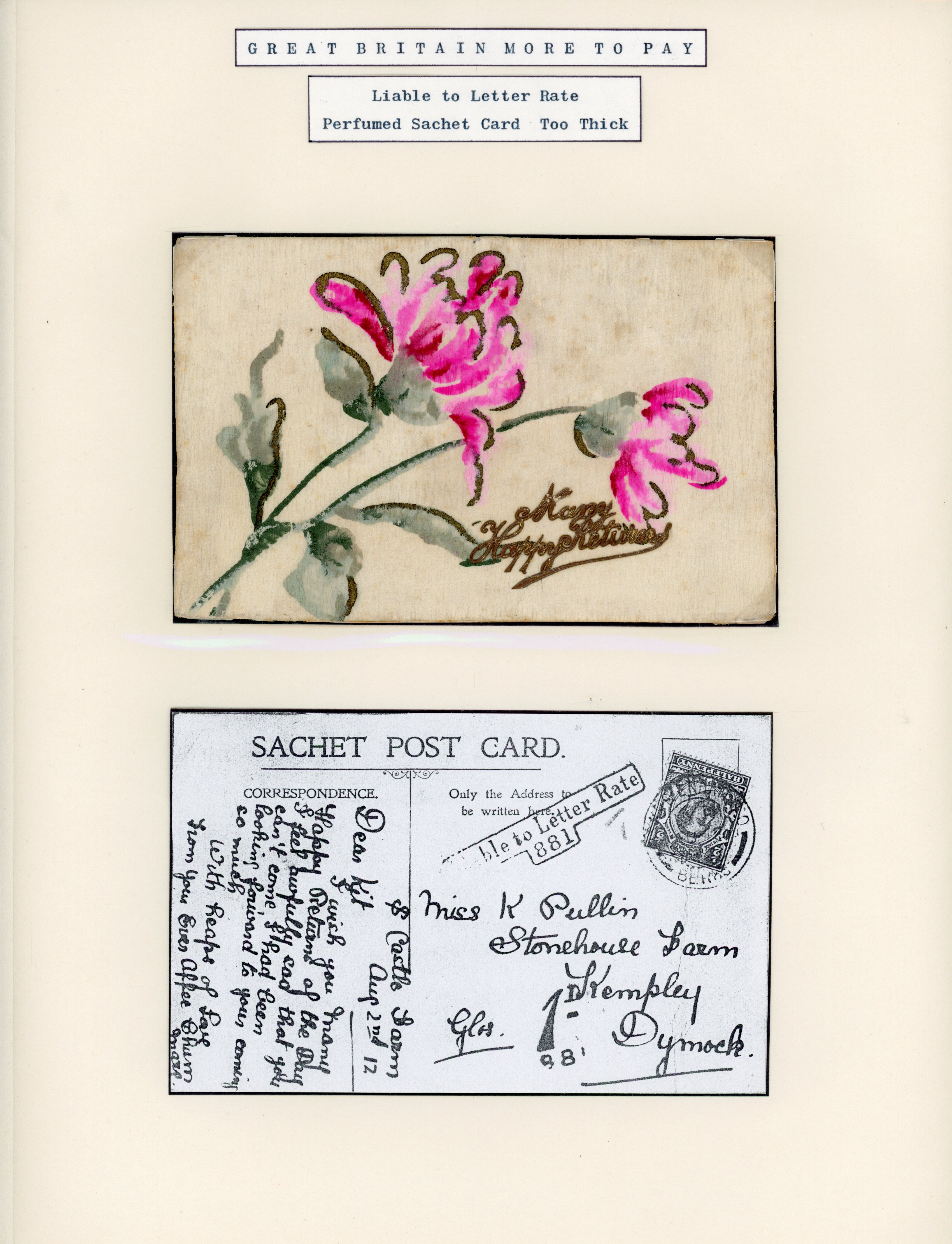 Great Britain 1912 novelty sachet post card