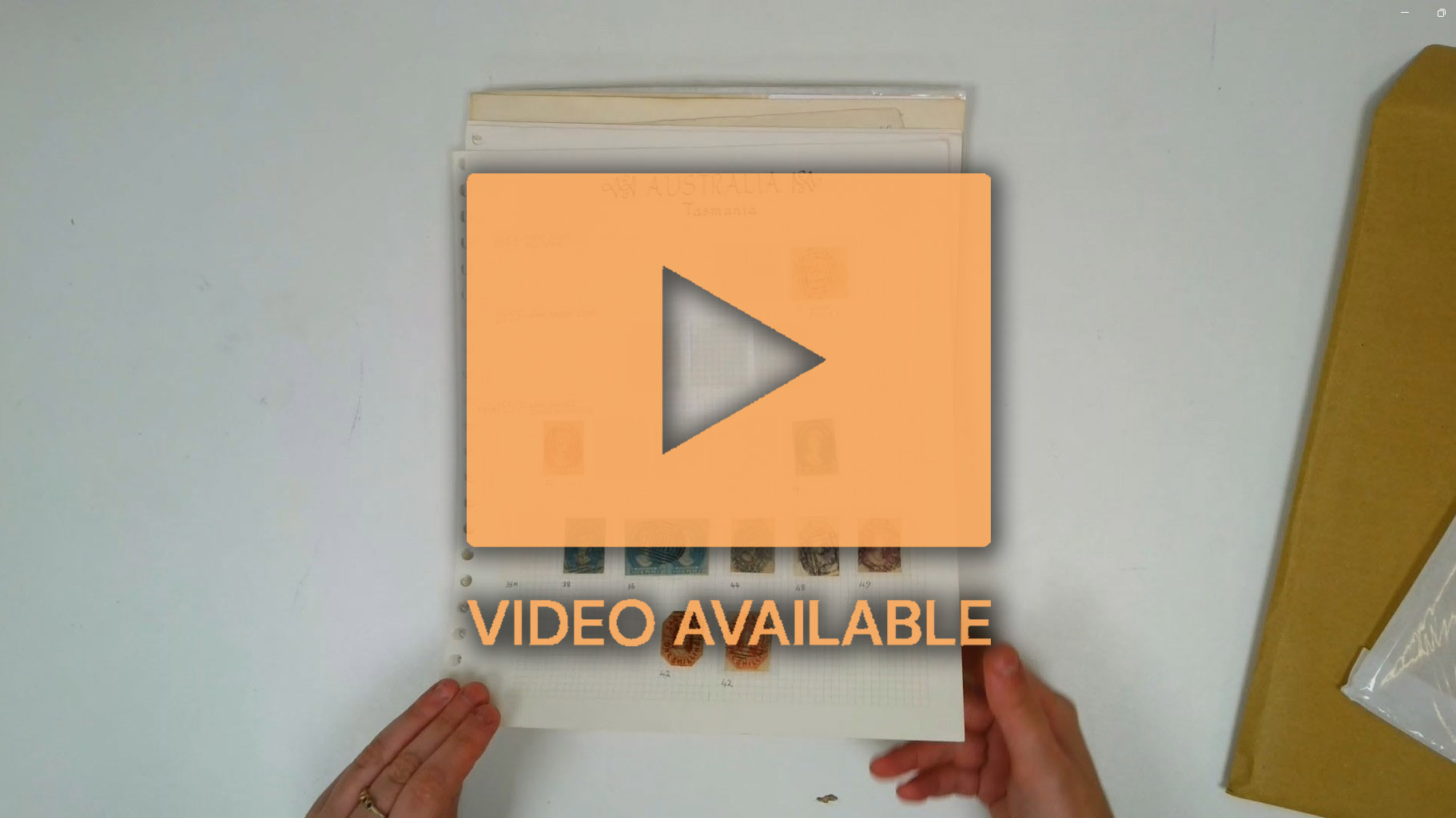 Tasmania stamps and postmarks on leaves