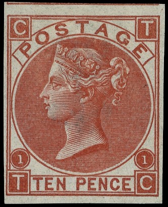 1867 10d Red brown Pl.1. Imperforate imprimatur