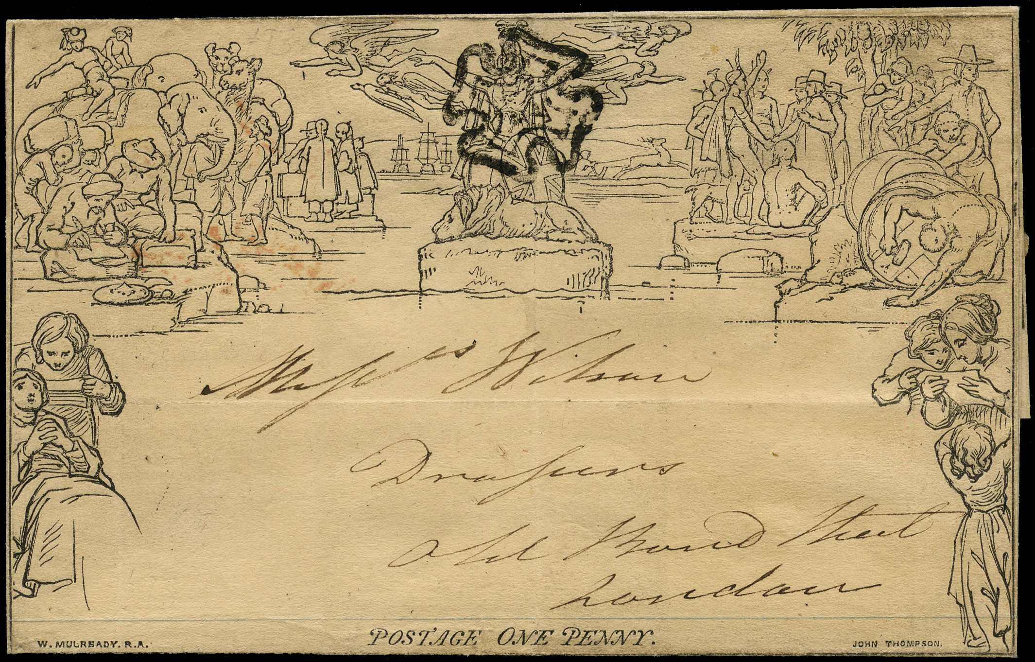 MULREADY: 1840 1d lettersheet (stereo...