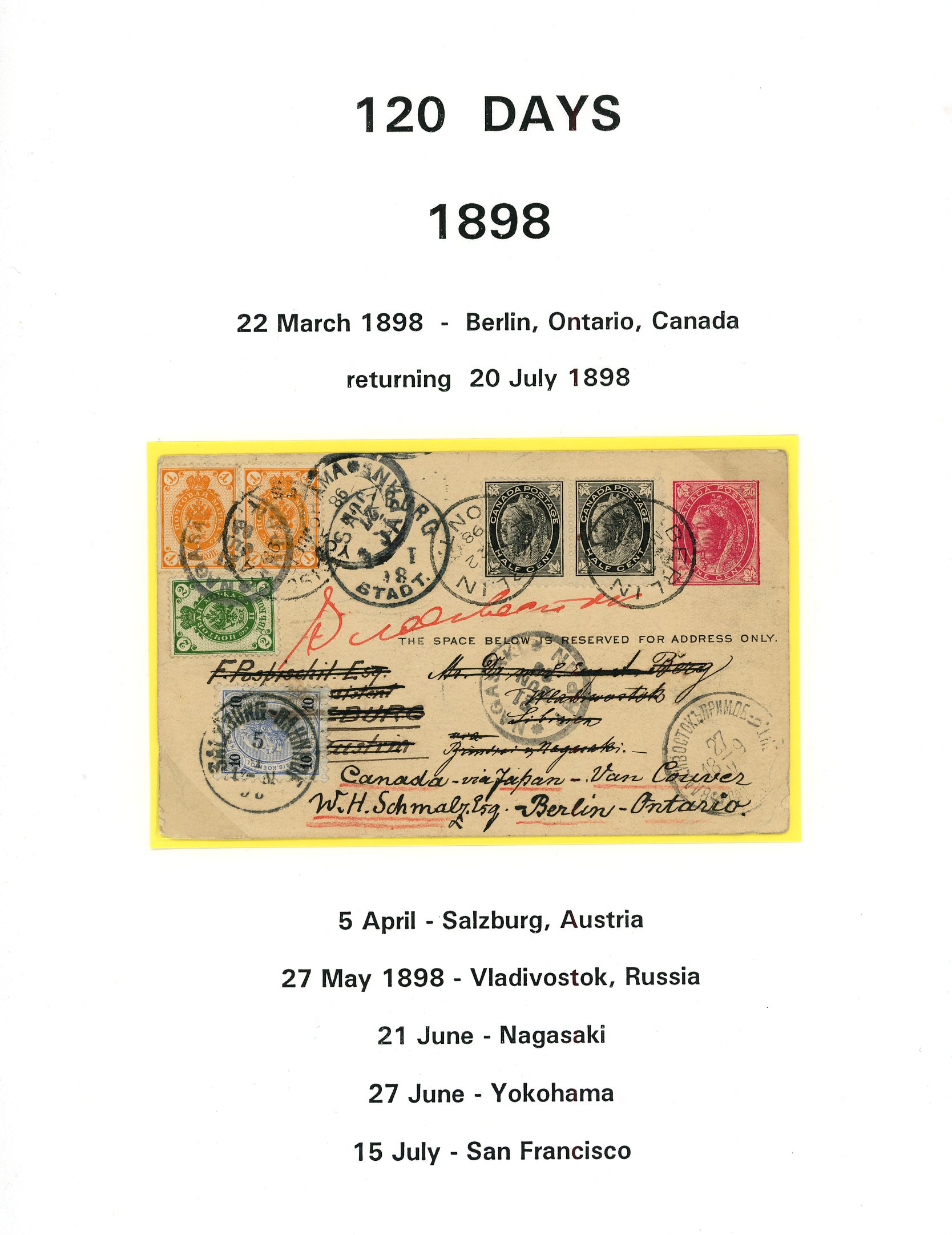 Postal History Round the World selection of twenty-five envelopes/postcards neatly arranged on display pages