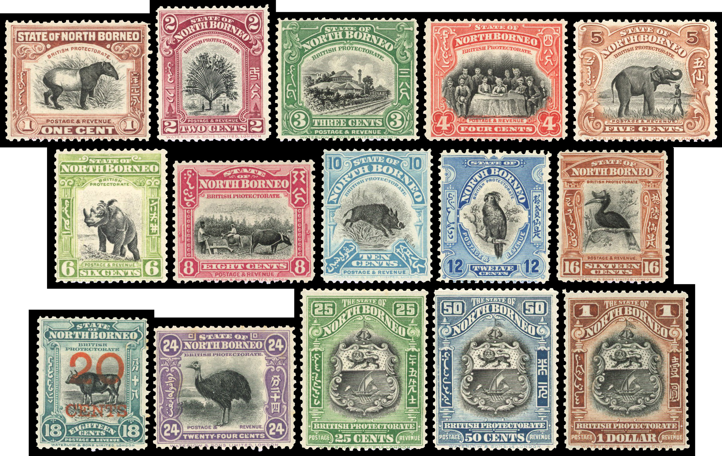 North Borneo 1925-28 set of 18 to $10