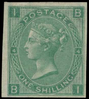 1865 1/- green Plate 4 (BI) wmk...