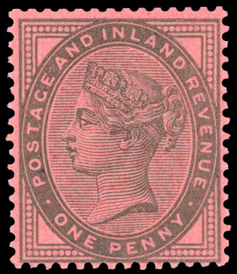 1881 1d Lilac (Die II) Colour Trial on coloured paper. greenish slate on pink