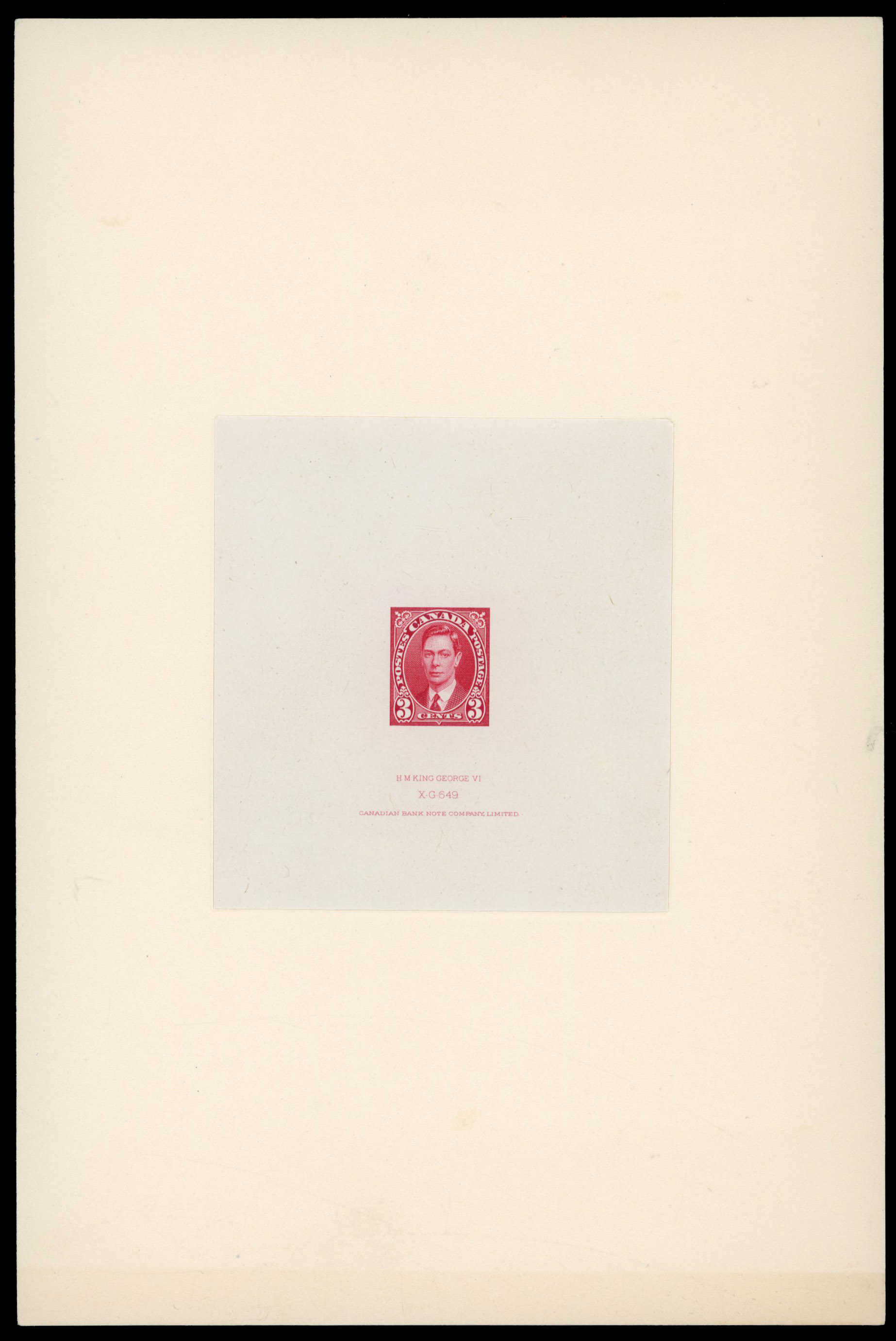 (Consolidated into R2000767/18) Canada 1937 3c carmine die proof