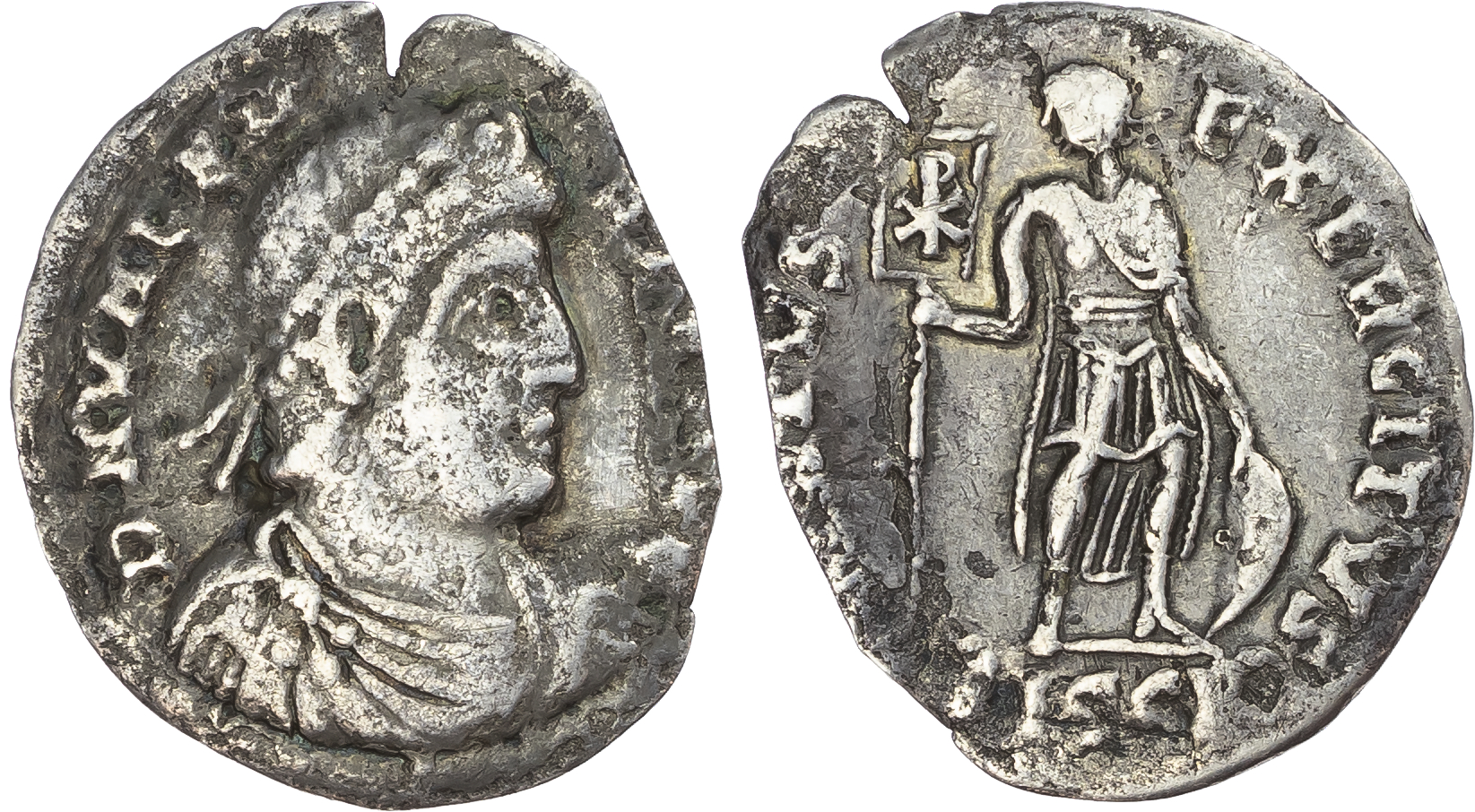 Valens (AD 364-378) AR Light Miliarense, Siscia, AD 367-375, 3.03g.