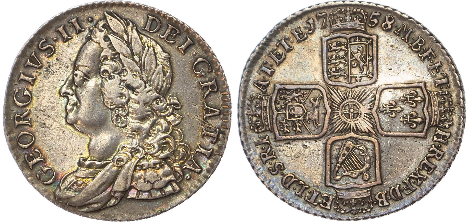 George II (1727-1760) Shilling, 1758.