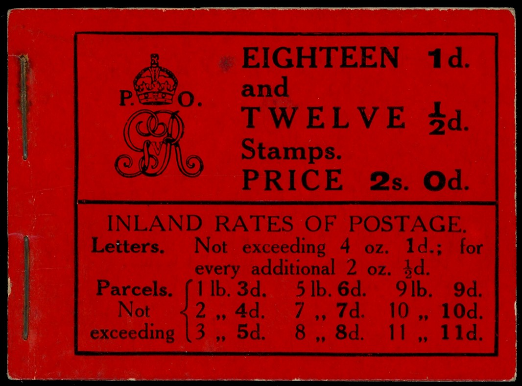 1912 (Sep) 2s. red cover in black booklet.