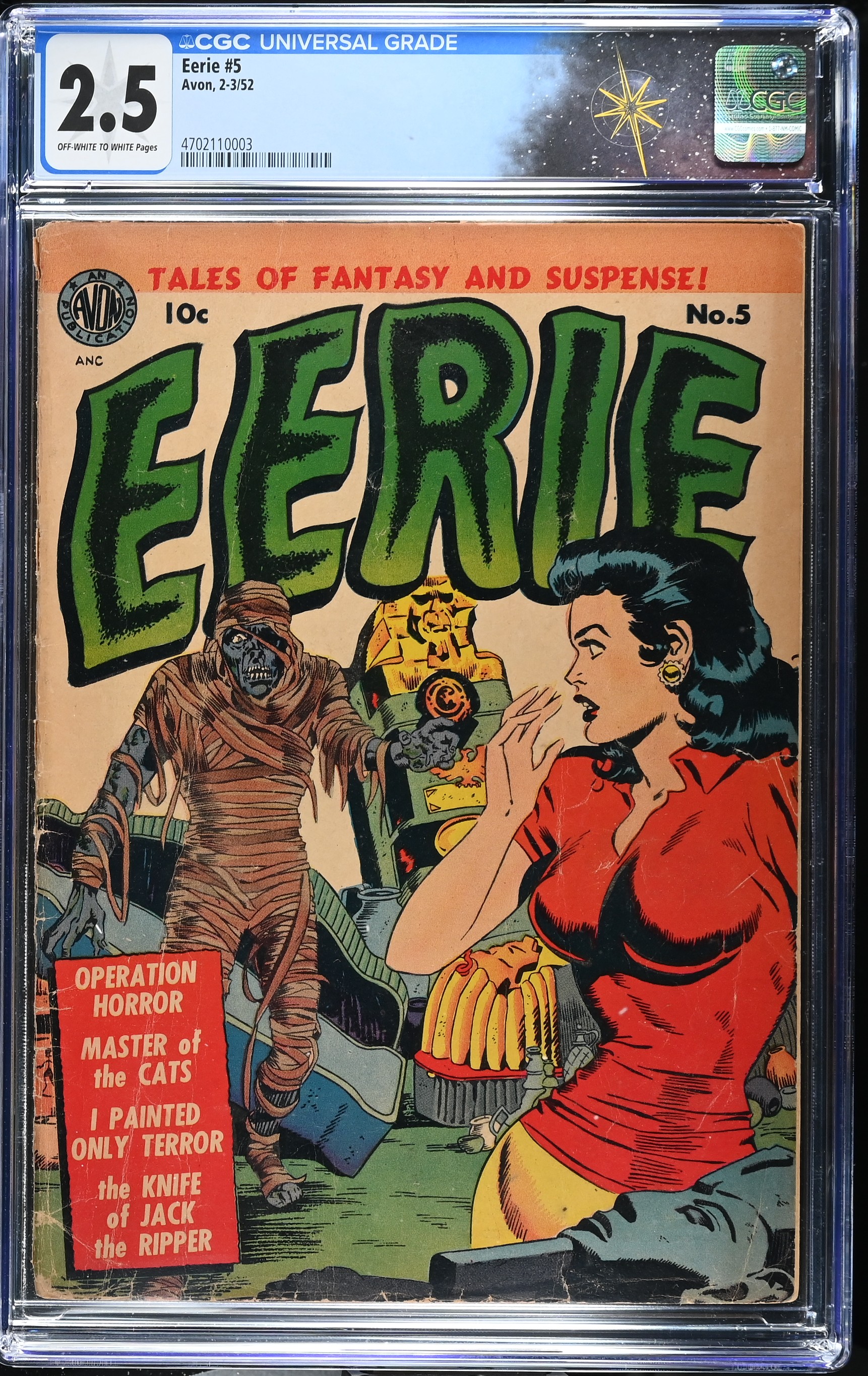 Eerie #5 CGC 2.5 Mummy Monster Cover by Sid Check (Avon, 1952) Off-White to White Pages