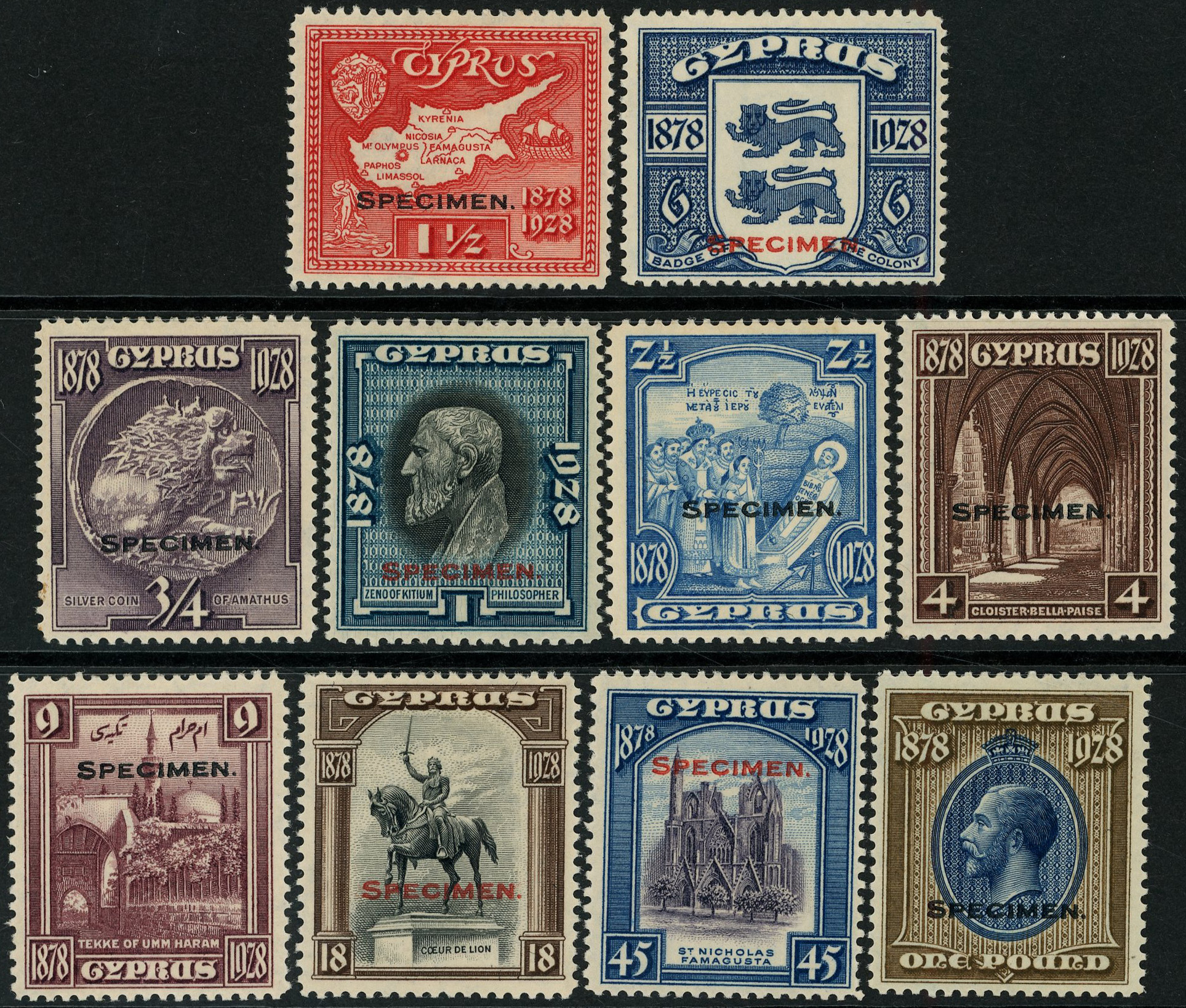 Cyprus SG 123s-132s Specimens