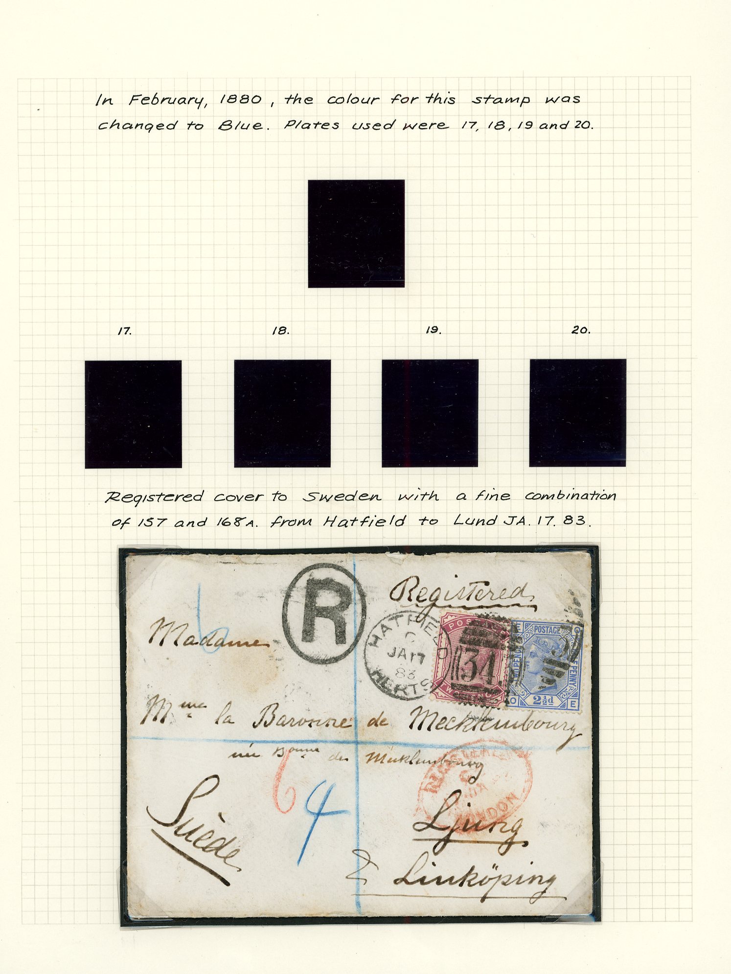 1855-1882 Postal History. Very fine collection of 45 covers