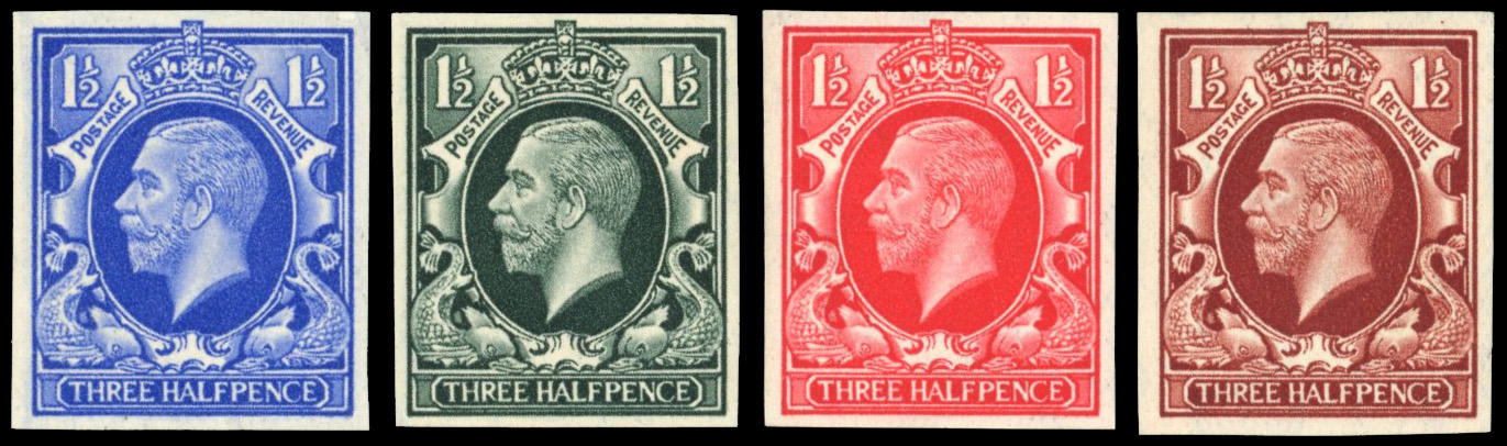 Great Britain 1934 KGV 1½d imperf colour trials SG 441var