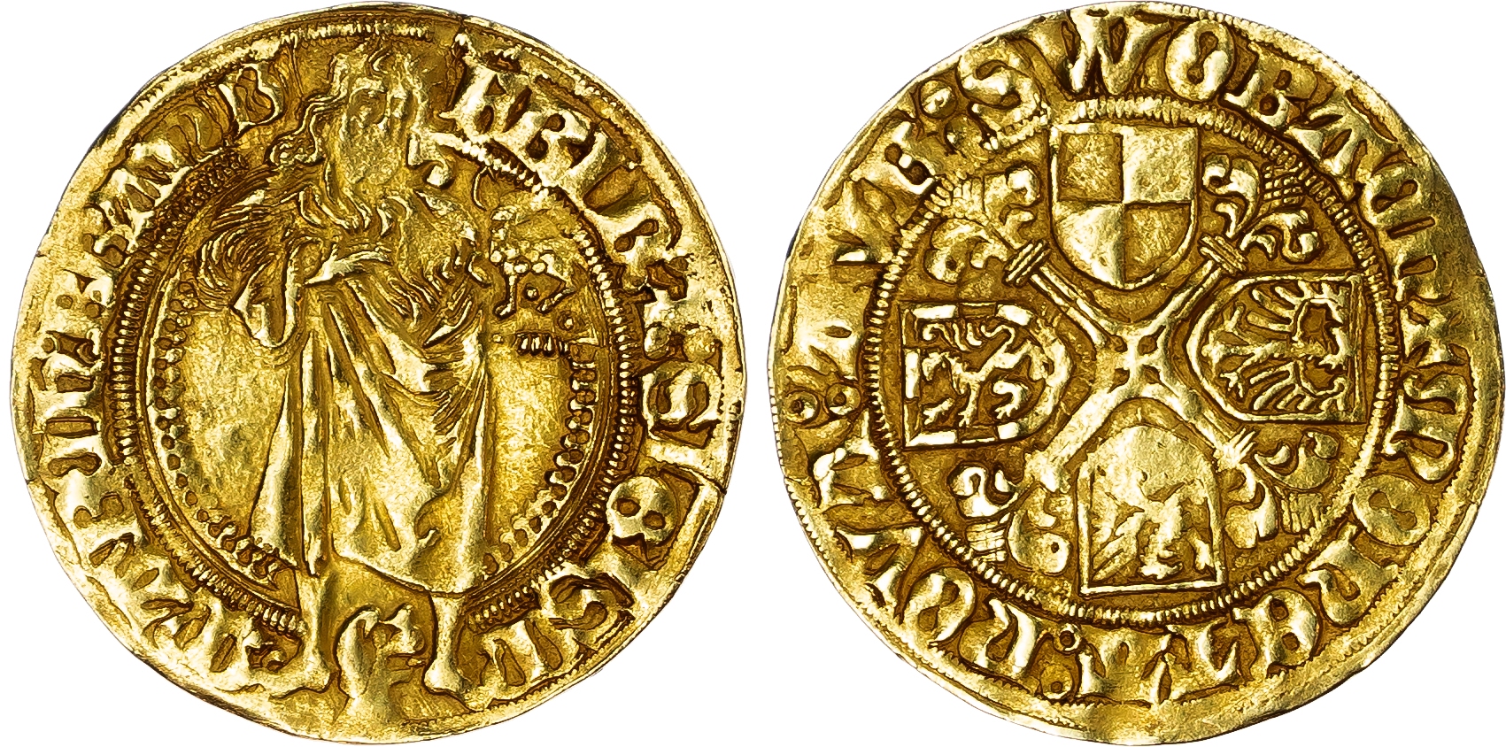 German States, Brandenberg-Franken, Friedrich der Ältere (the Elder) and Sigismund AV Goldgulden. circa 1486-1495.