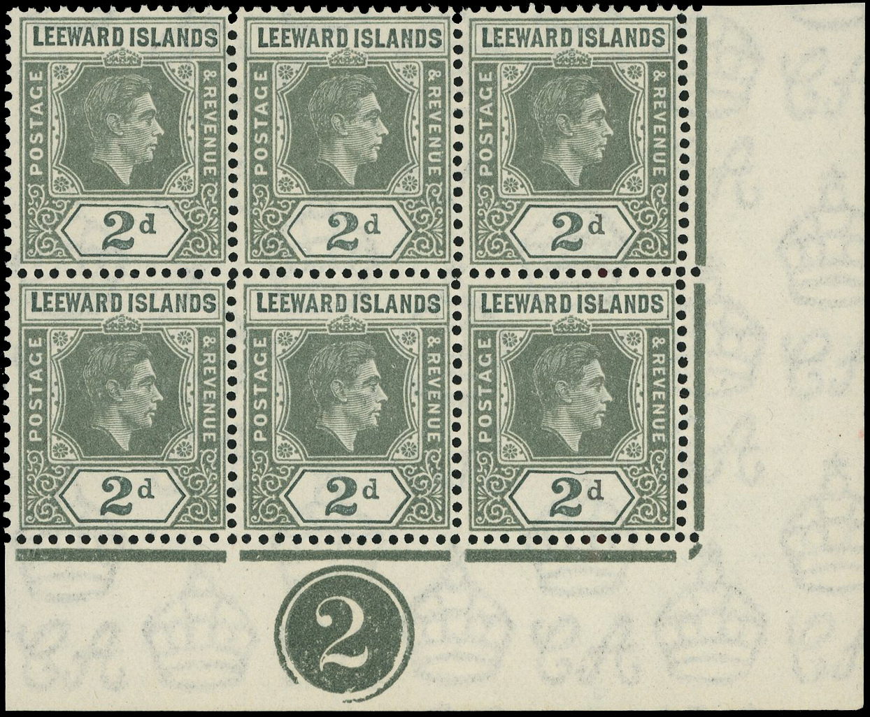 Leeward Islands SG 103a Plate block mint