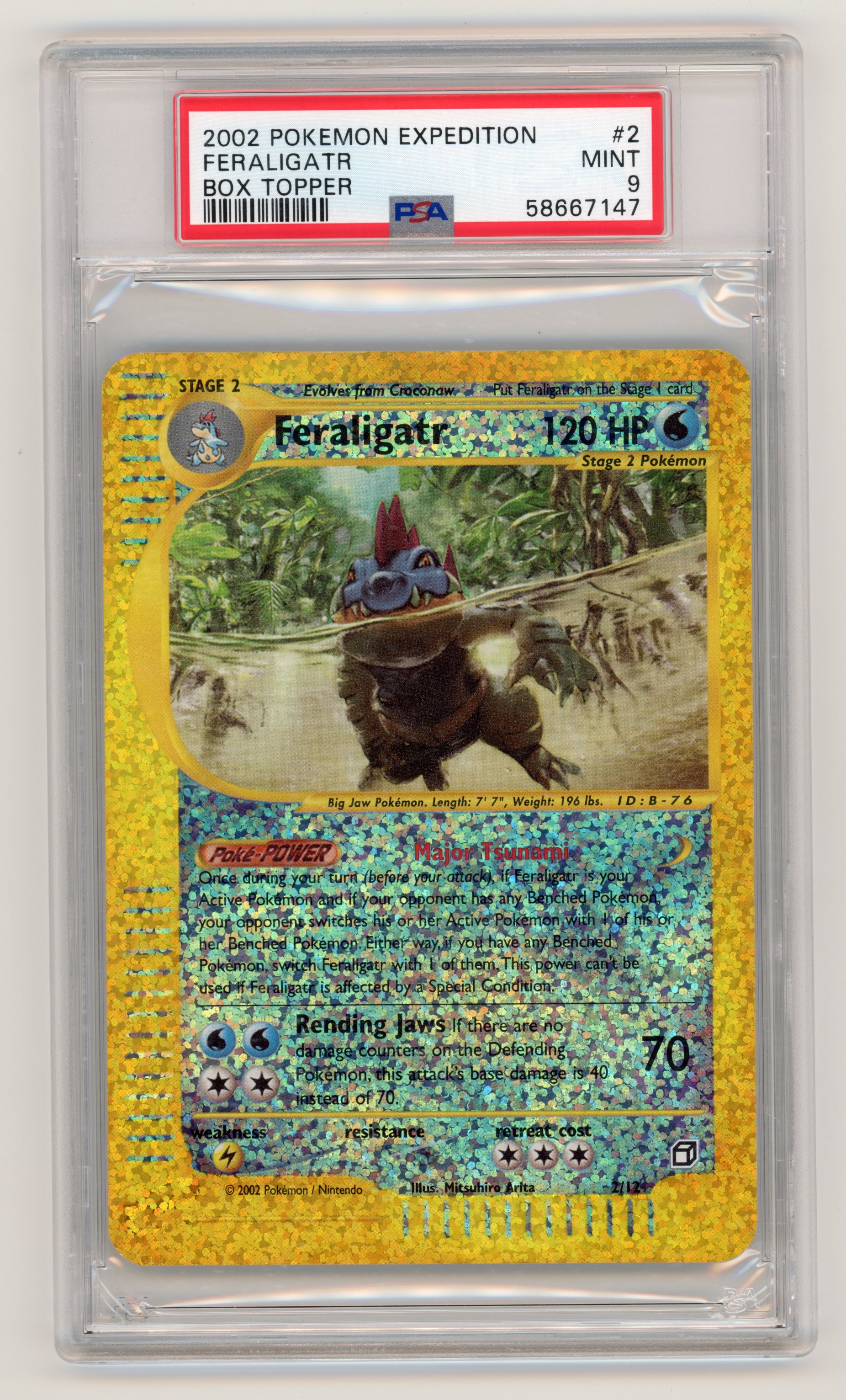 PSA 9 Feraligatr #2 Box Topper Jumbo Expedition