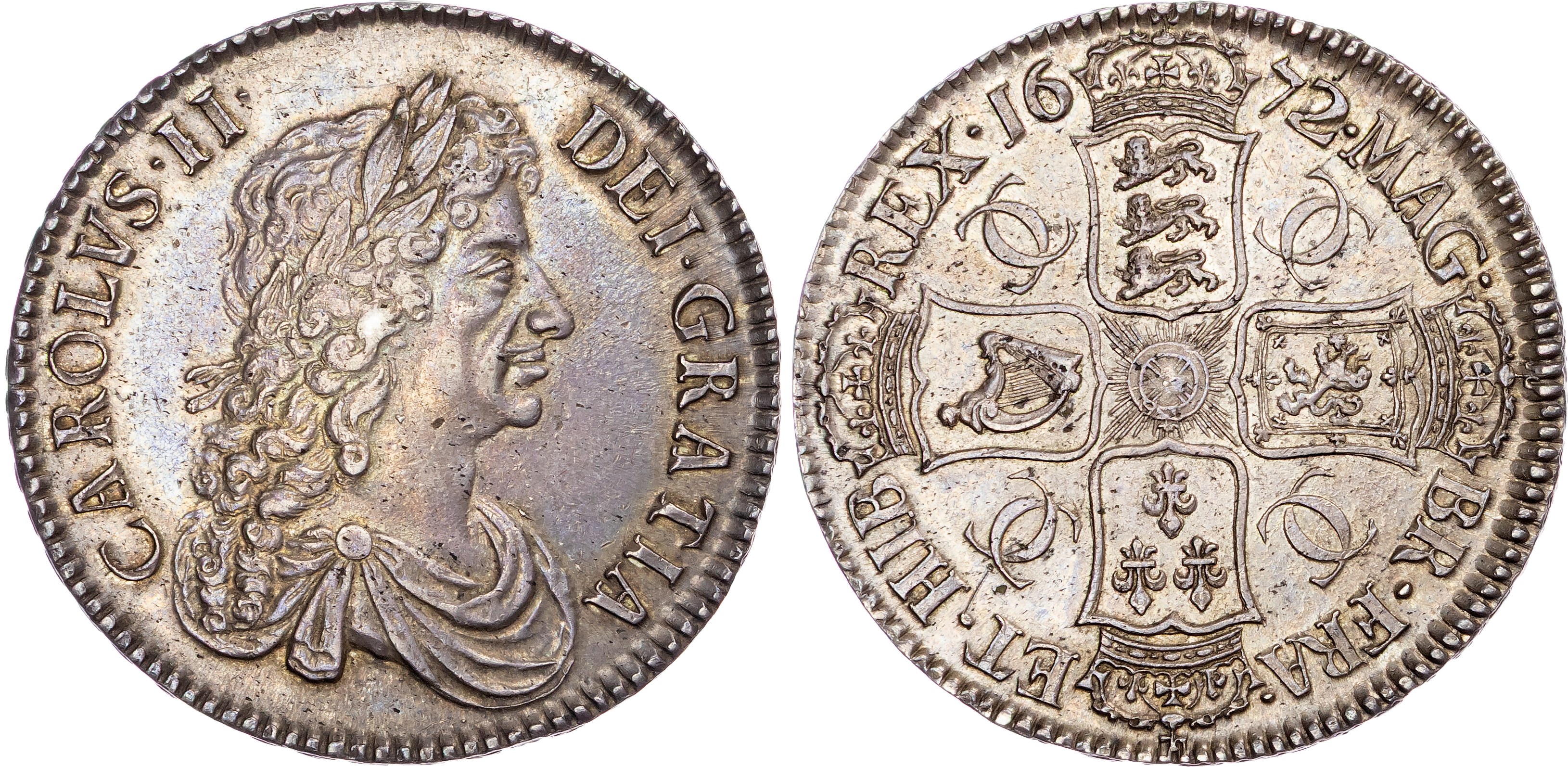Charles II (1660‐1685), AR Crown, 1672 V. QUARTO.