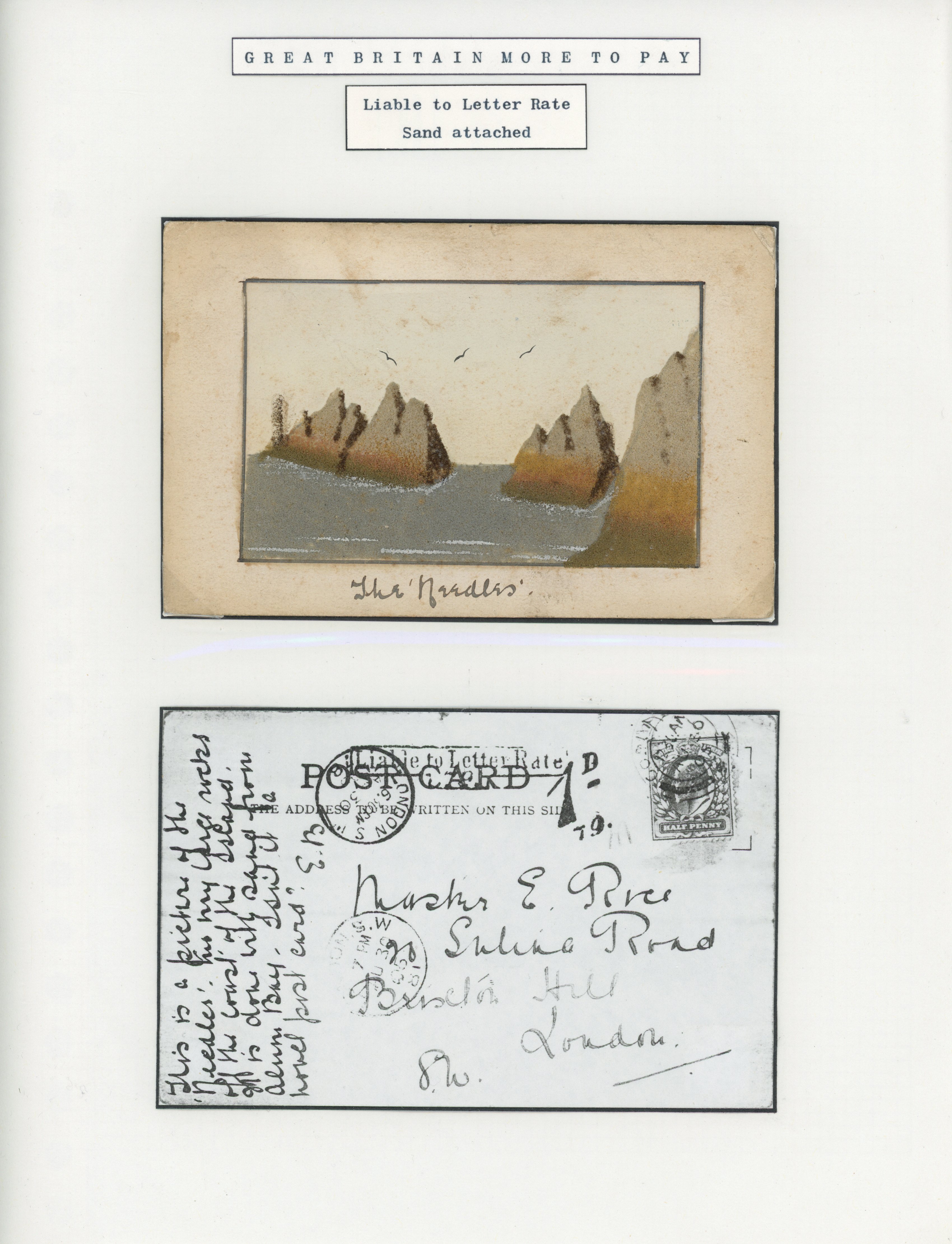 Great Britain 1905 novelty postcard with sand attached