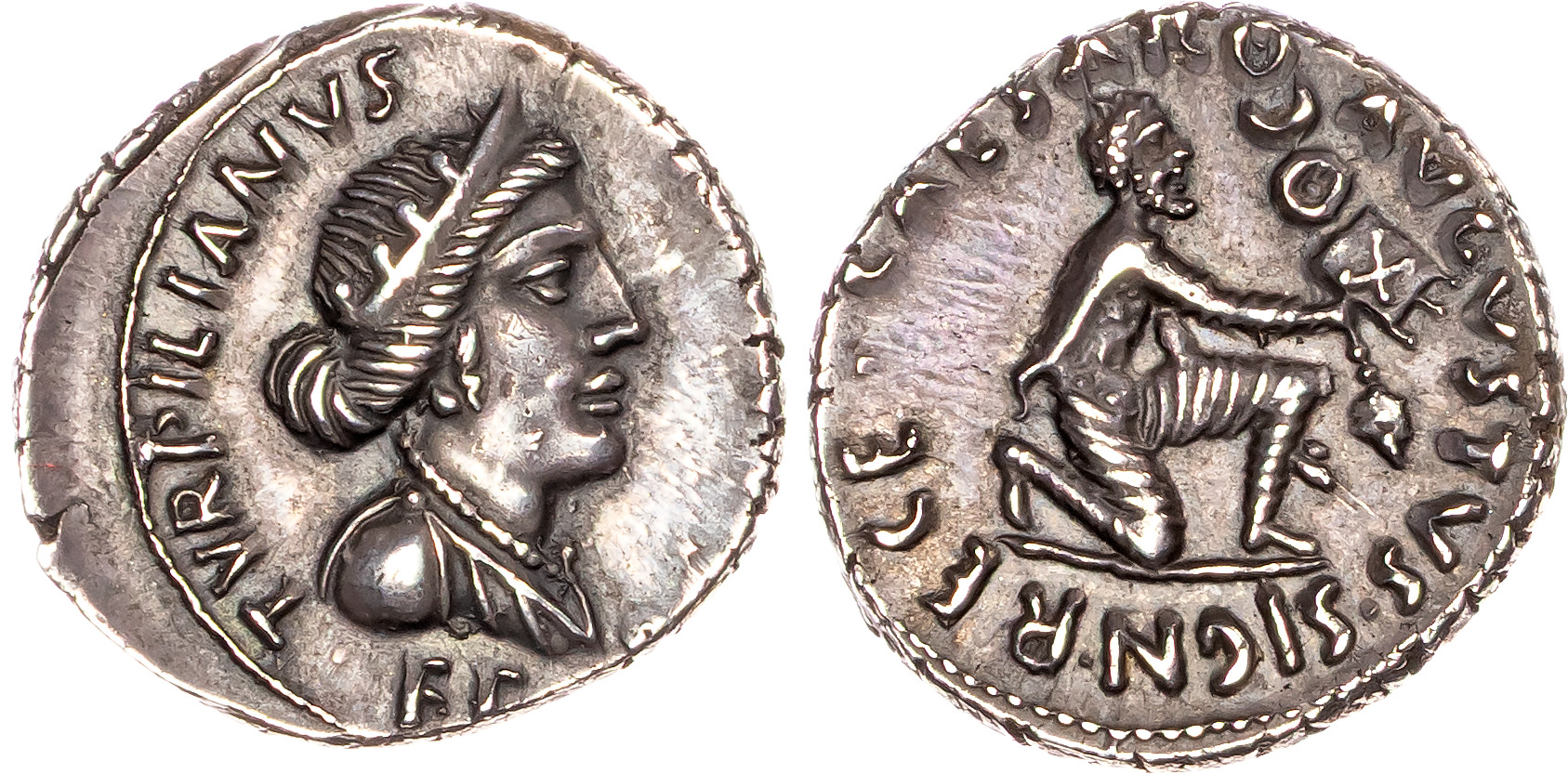 Augustus (27 BC–AD 14) AR Denarius, mint of Rome, c. 19 BC, P. Petronius Turpilianus, moneyer, 4.12g.
