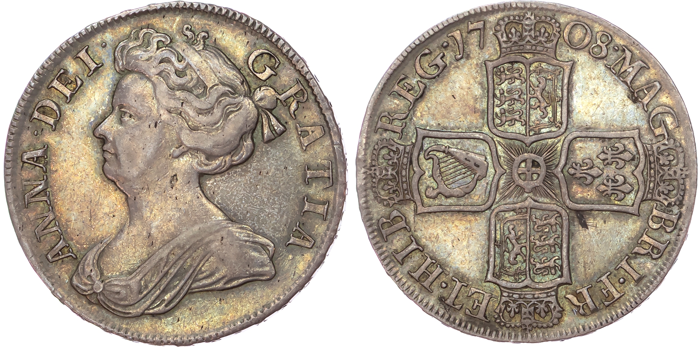 Anne (1702-1714), Post Union, AR Halfcrown, 1708, SEPTIMO.