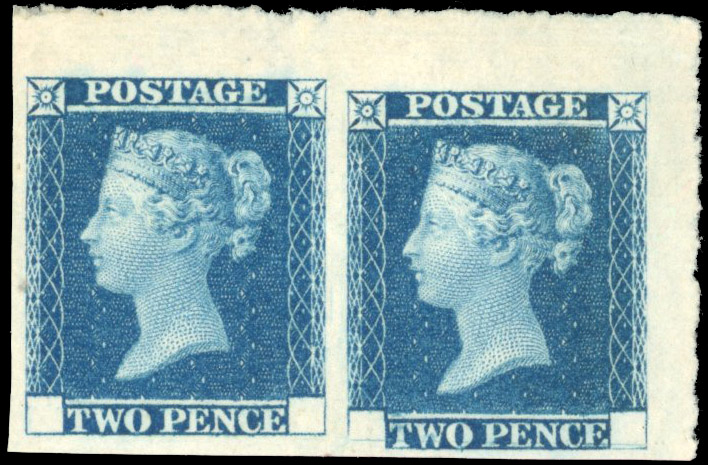 GB SG DP43 1841 2d blue essay pair