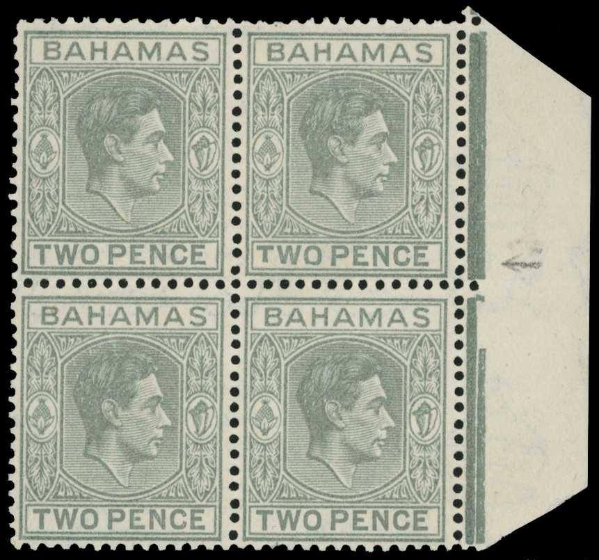 1938 2d pale slate right marginal block of...