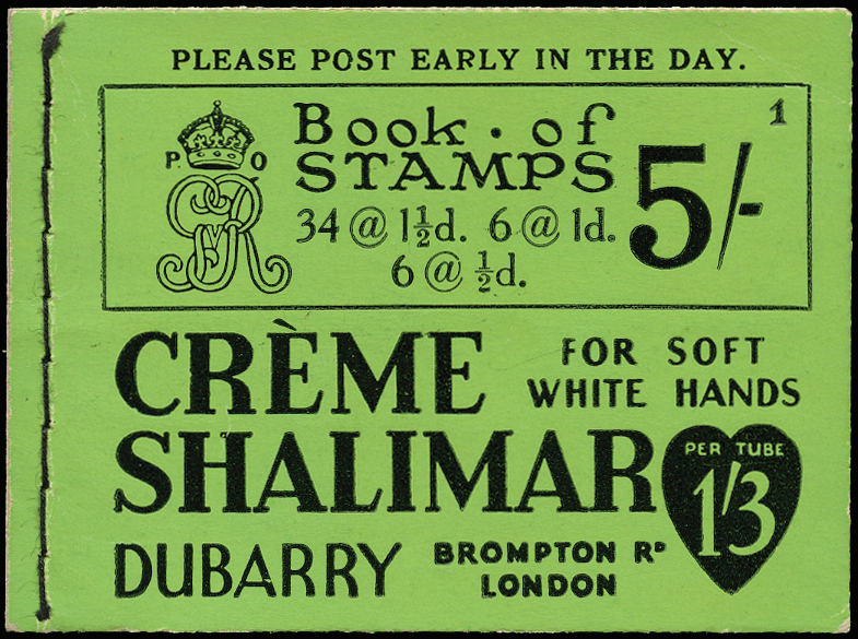 SGBB33 1931 5s Booklet (Edition No.1) - Only containing Advert pane