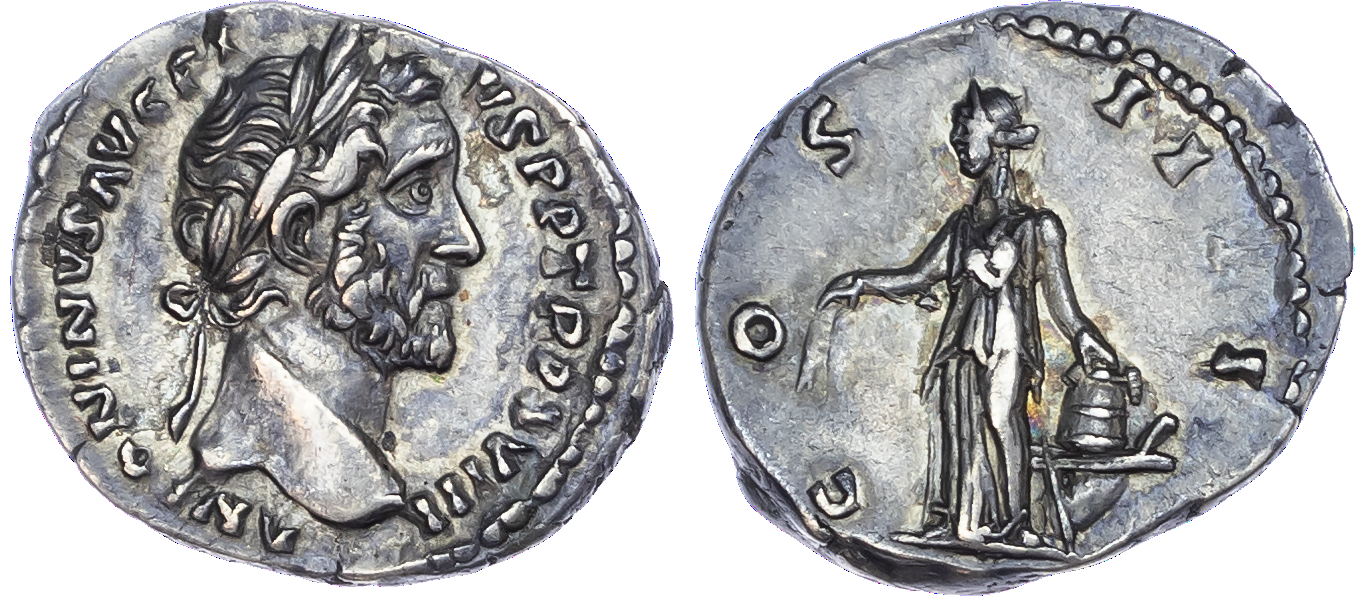 Antoninus Pius (AD 138-161) AR Denarius, Rome, AD 154-155, 3.07g.