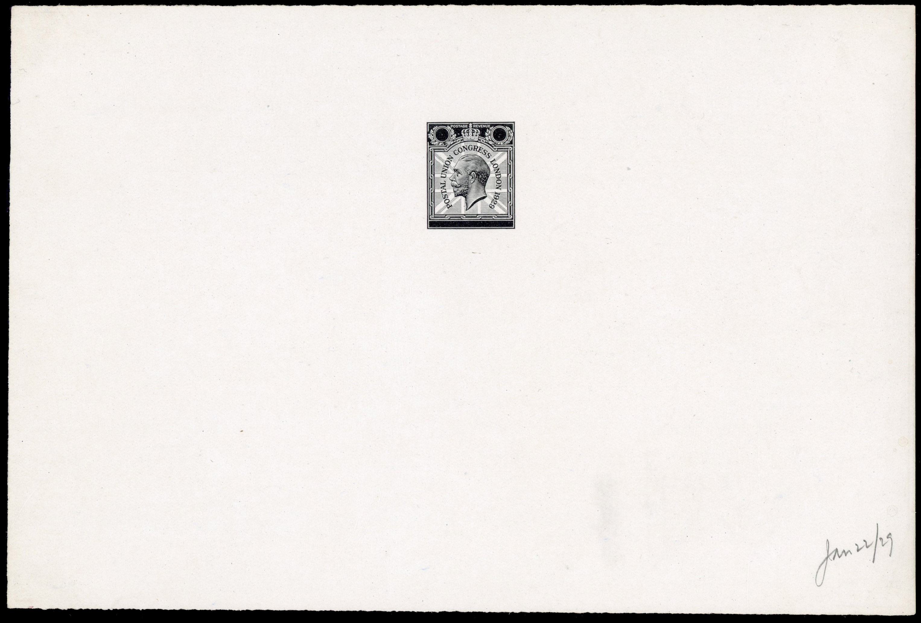 Great Britain 1929 1d & 1½d Postal Union Congress master die proof SG 435var