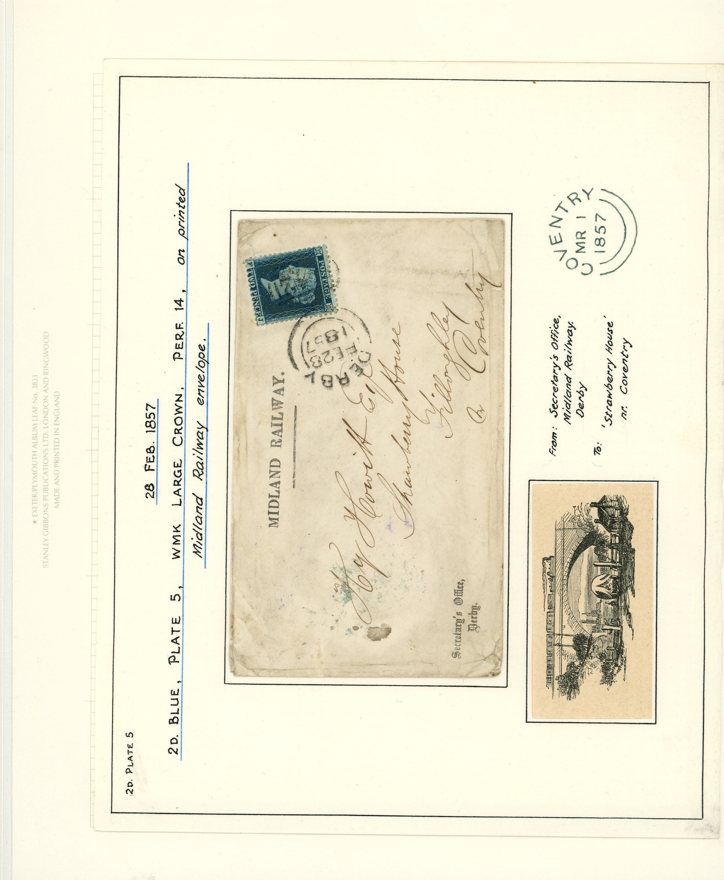 1857-58 Railway mailing. Fine pair of covers,