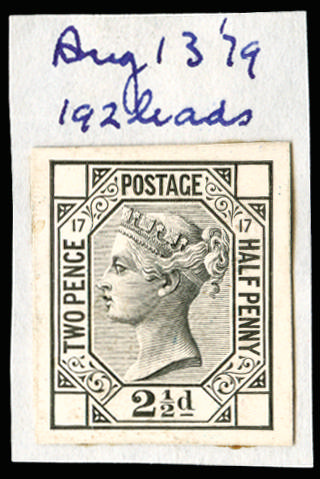 Great Britain 1876 2½d Die proof Pl.17. Very fine striking book piece printed in black on white glazed card, mount…