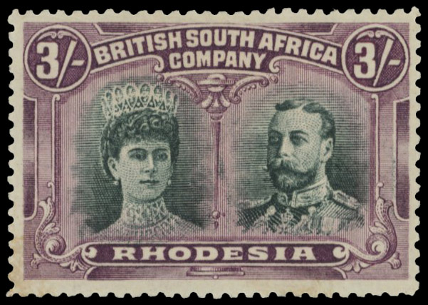 3s slate-green and blackish purple SG 158, position 25 lines by King's cheek mint