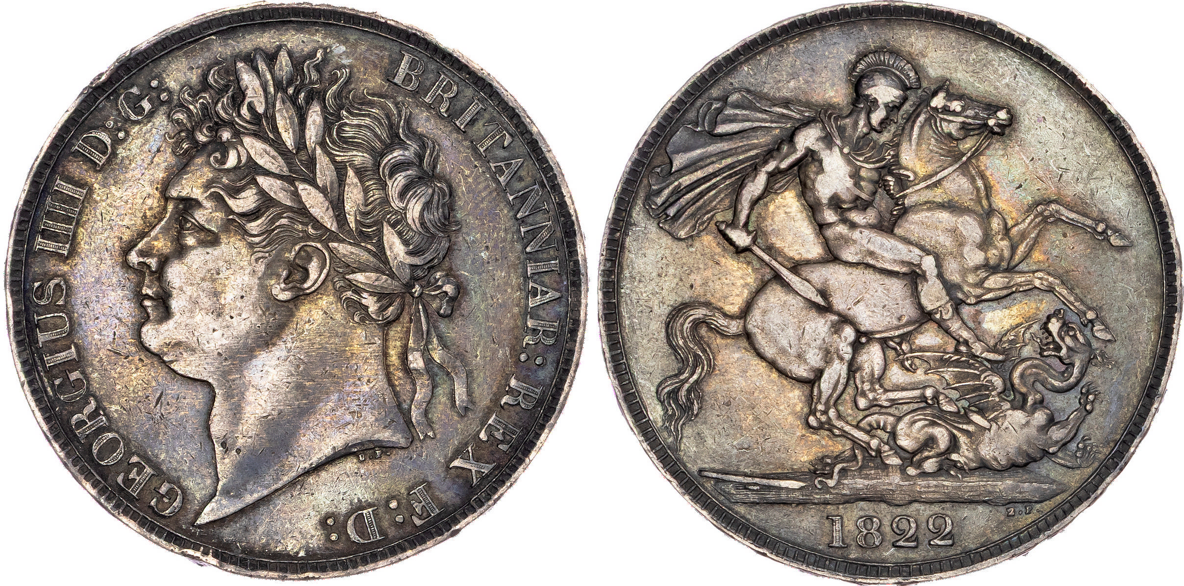 George IV (1820 1830), AR Crown, 1822, TERTIO.