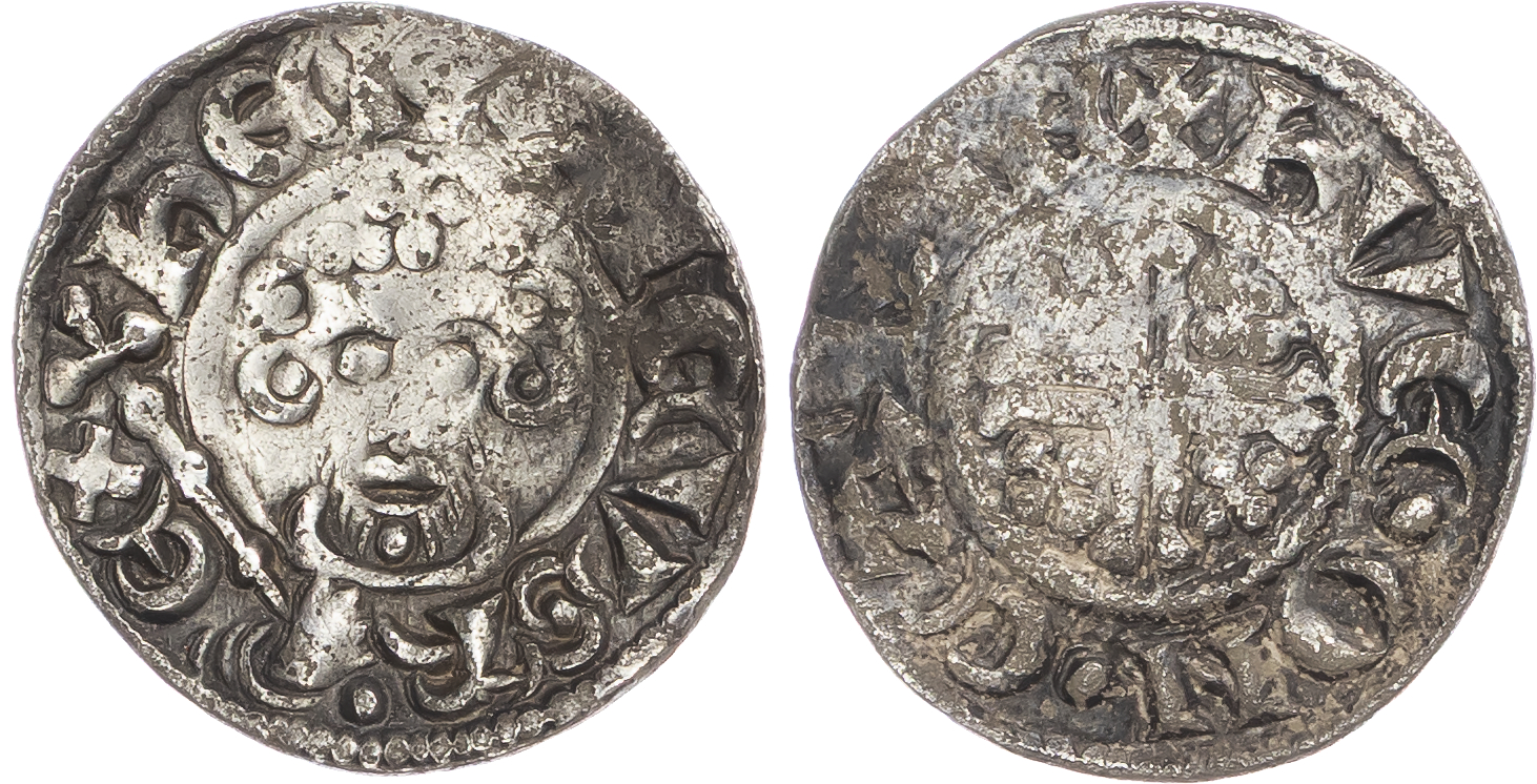 John (1199-1216), AR Penny, Short Cross Coinage, Class 5b2, Canterbury mint, Hue as moneyer.