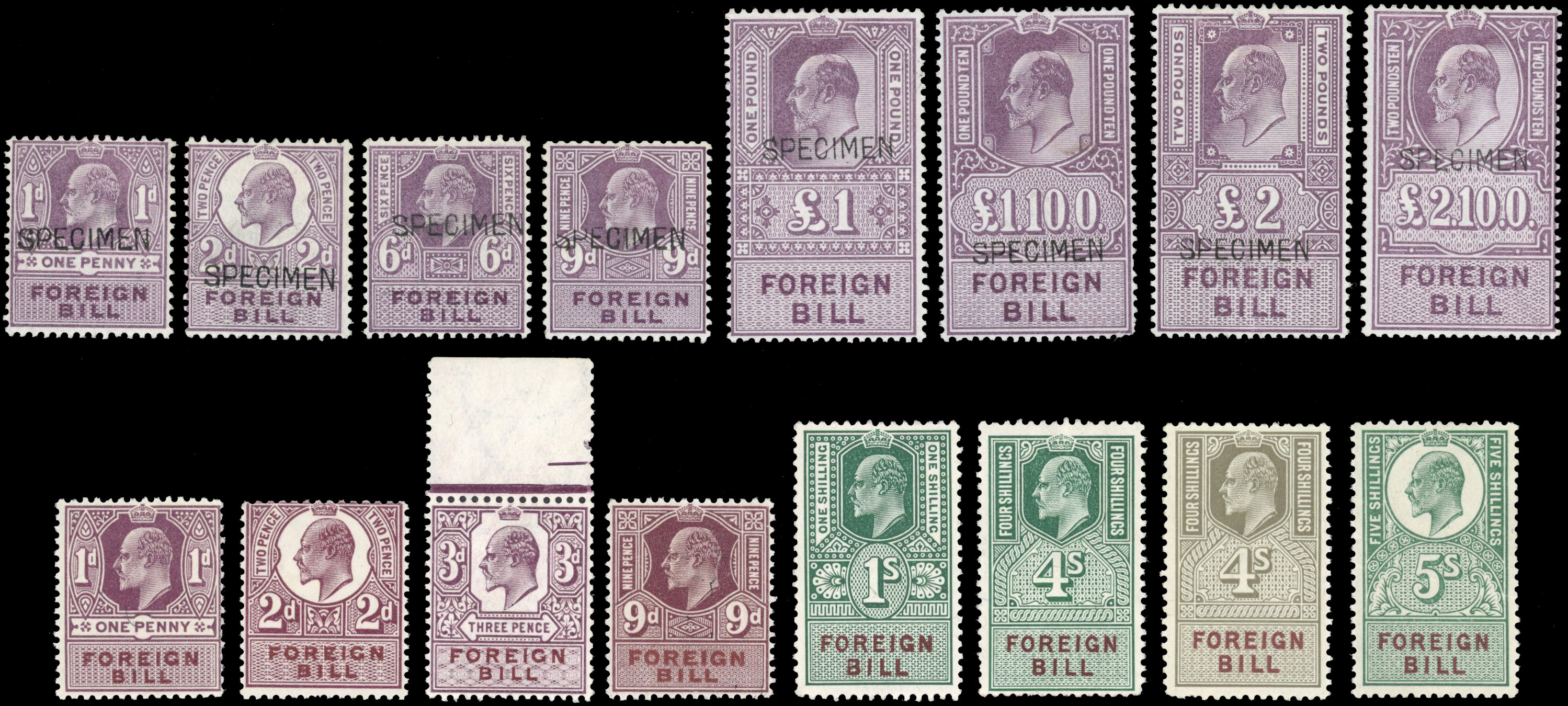 GB Foreign Bill KEVII group mint/Specimens