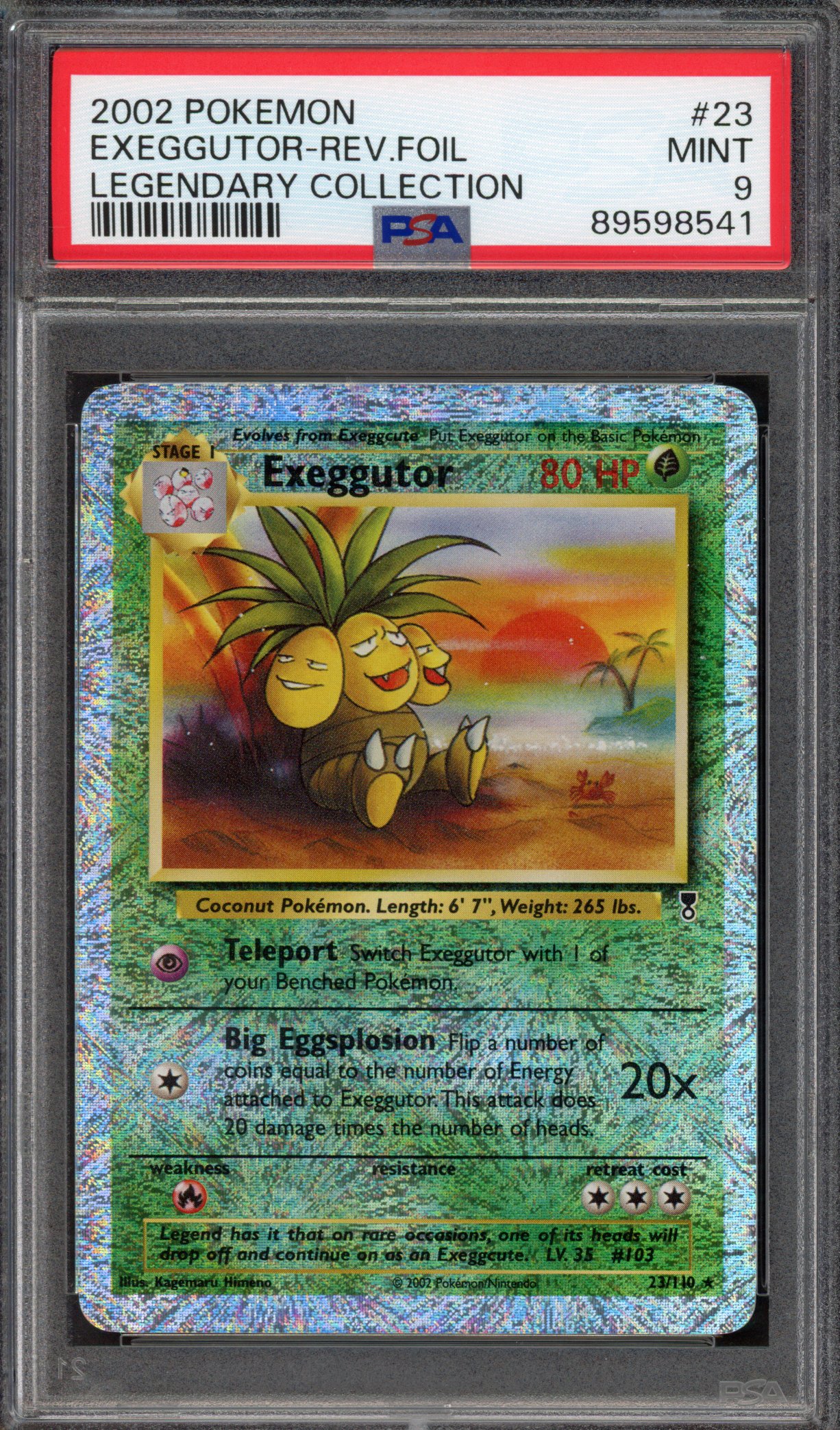Pokémon TCG PSA 9 Exeggutor 23 Reverse Foil, Legendary Collection 