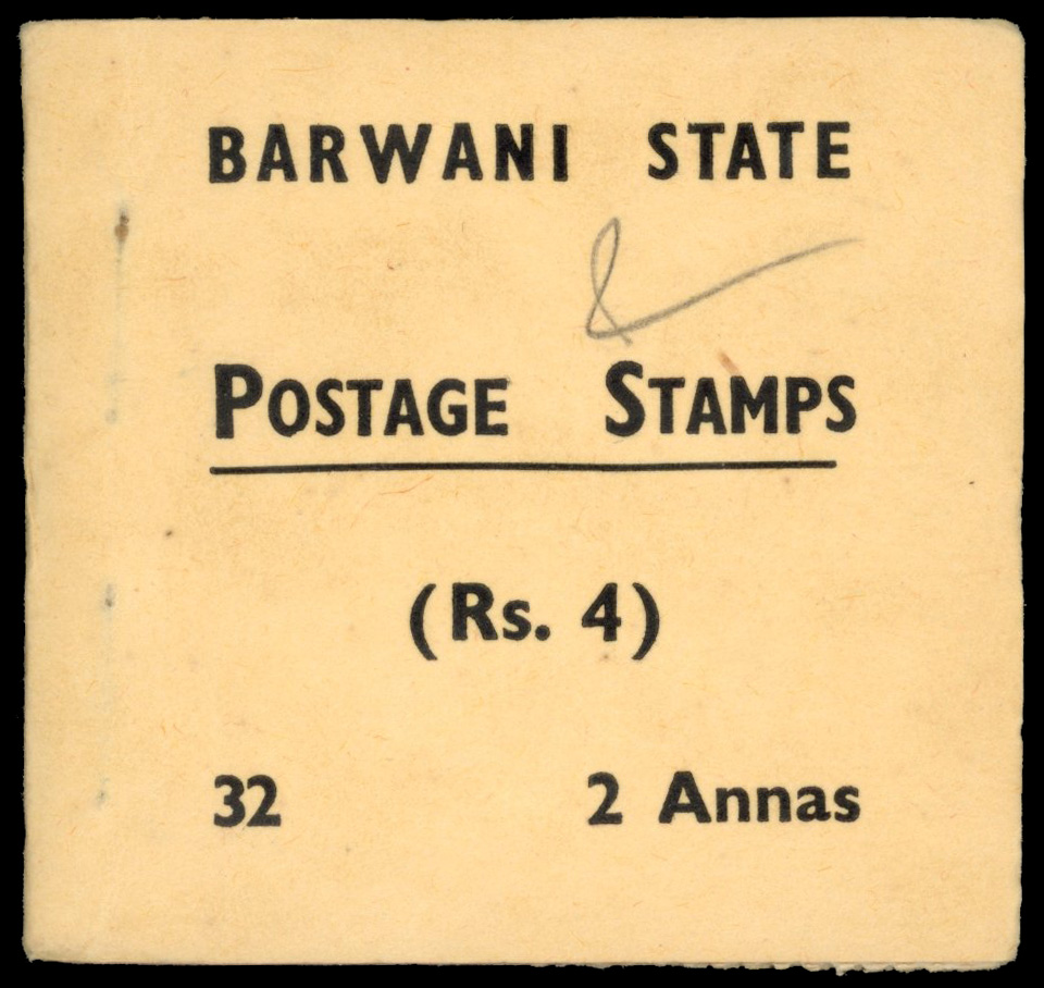 I.F.S. Barwani SG SB4 1941 4r booklet 4r black on buff