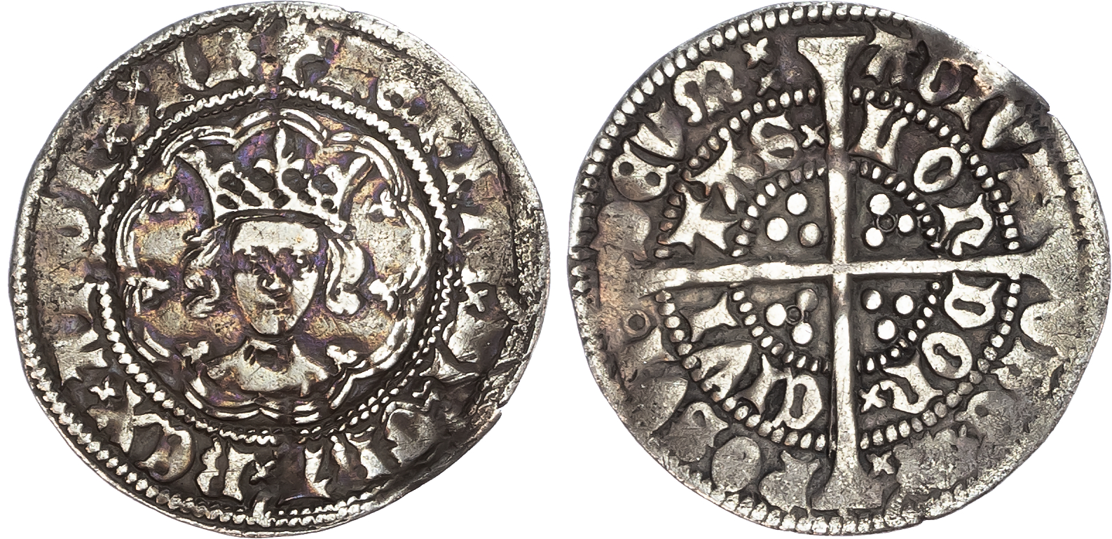 Henry VI (First Reign, 1422-1461), Halfgroat, annulet Issue, London (Tower) mint, mintmark pierced cross (1422-27).