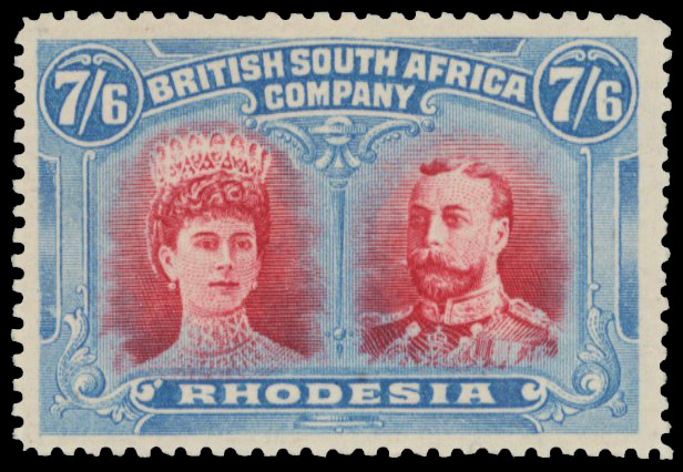 7s6d bright carmine and blue RSC A, position 21 mint