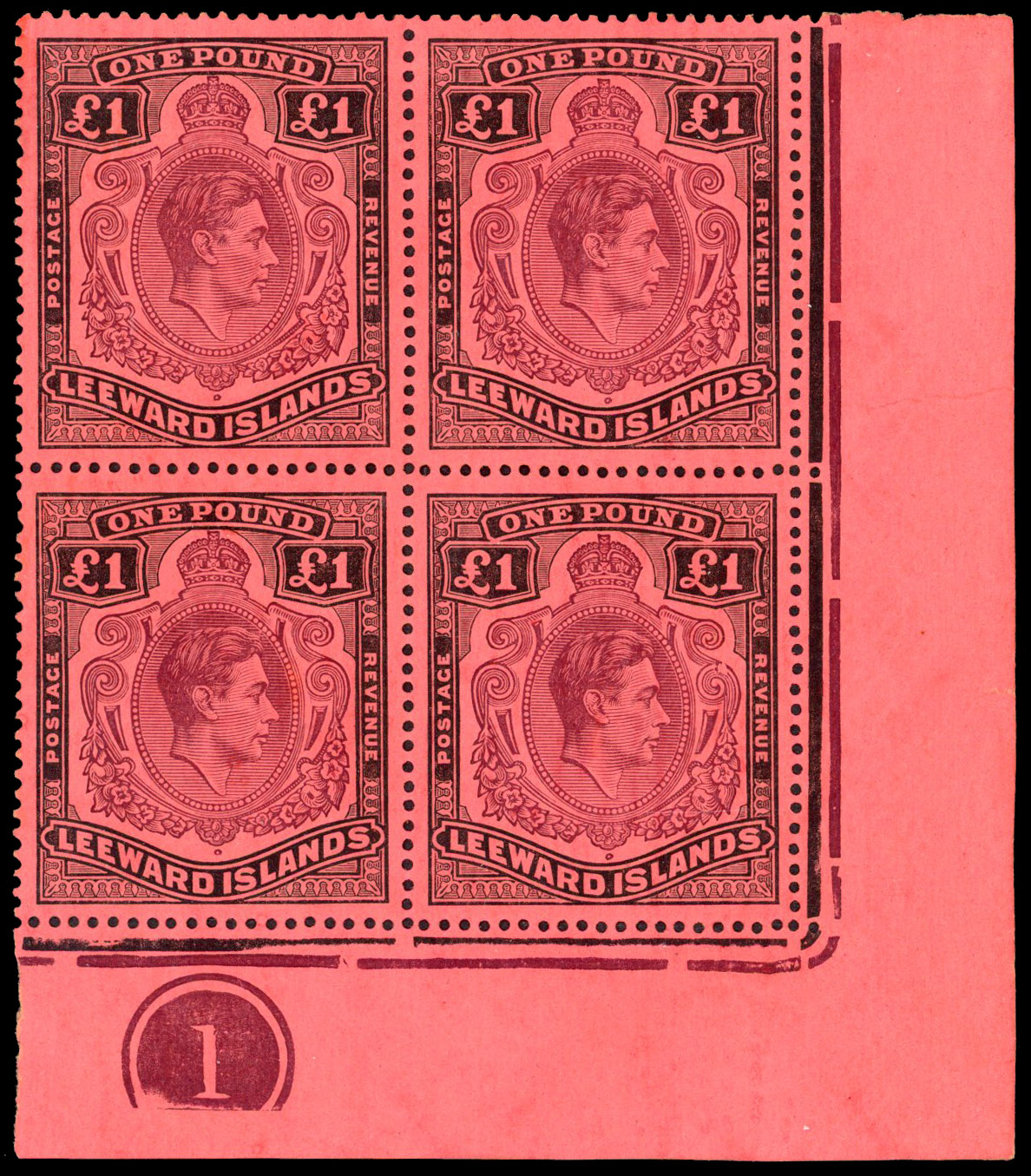 Leeward Islands SG 114ae Plate block mint