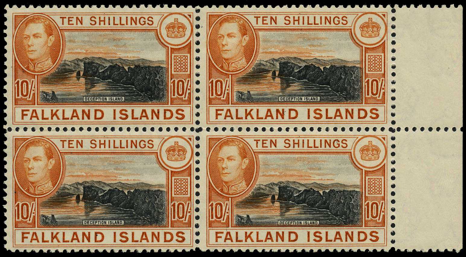 1939 10/- black and light orange...