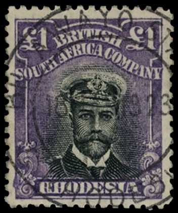 1913-7 £1 Head Die II, perf 14. Fine 'used'...